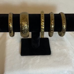 Brass bangle bracelets (set of  5)